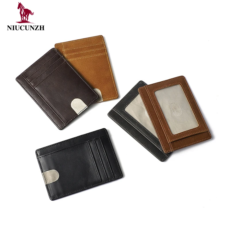 

Wholesale Mens Genuine Leather Wallet RFID Bag Black Unisex Leather Low MOQ Card Wallet