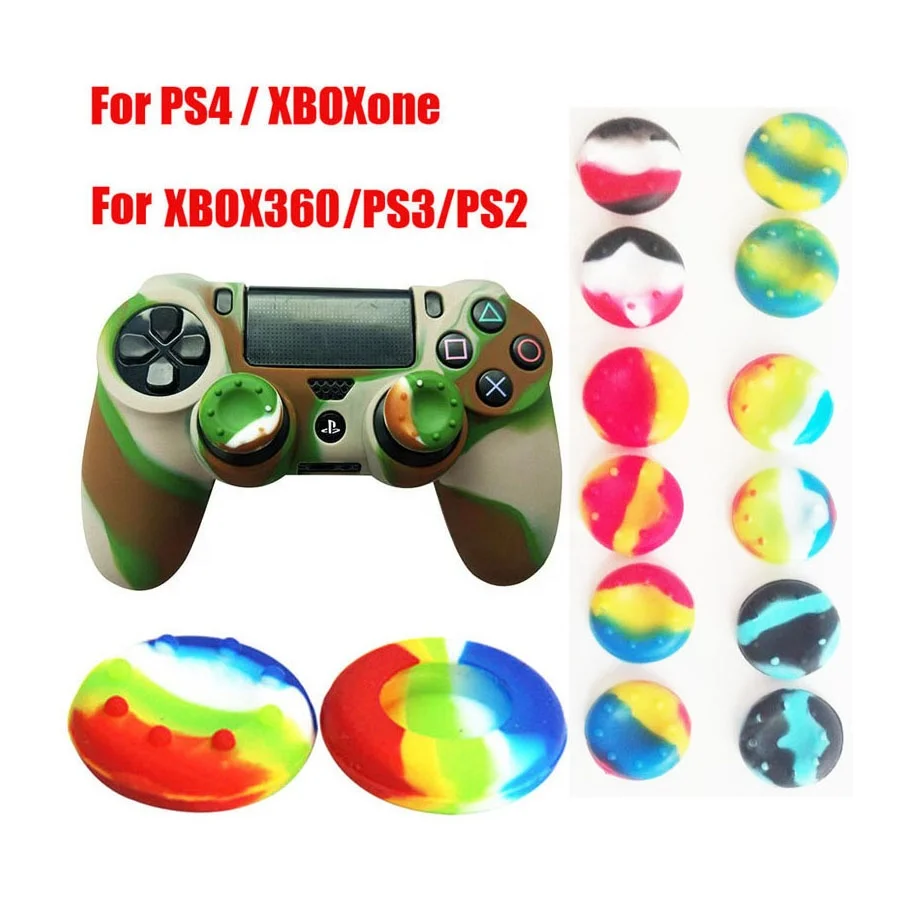 Camouflage Camo Multicolor Silicone Thumb Grip Stick Grips Joystick Cap for Xbox One 360 PS4 PS3 Controller Thumbstick Cover