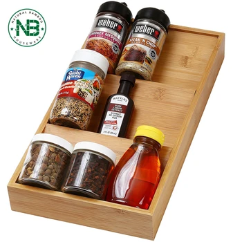 In Drawer Bamboo 3 Tier Spice Rack Drawer Tray Spice Storage