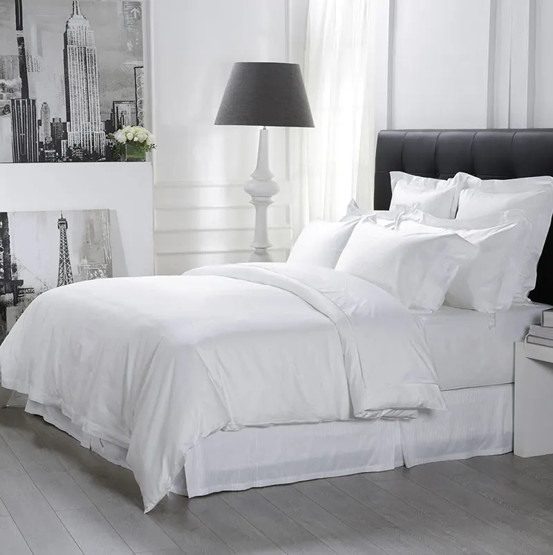 Linenpro Hotel Plain White Bed Linen 100 Cotton King Flat Sheets Sets