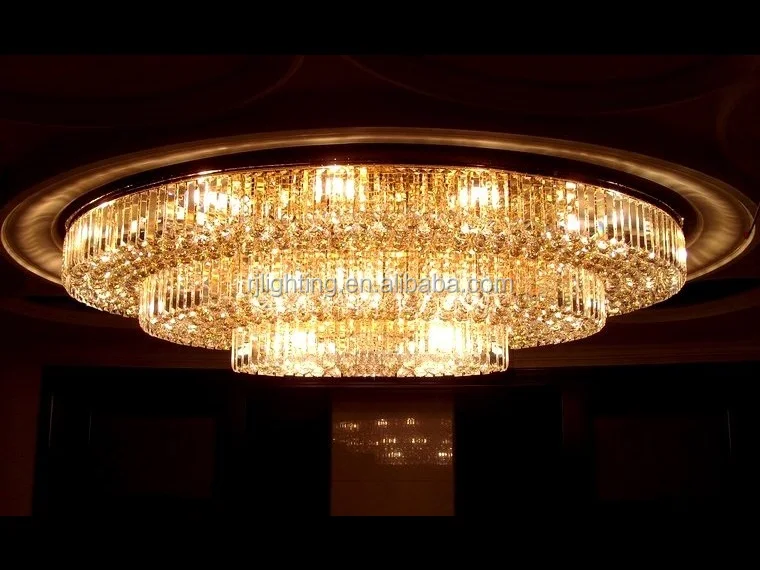 Luxury Large Modern Rectangle Chandelier Lobby Banquet Ceiling