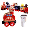 Wooden Magnetic Trains Toys Set DIY Magnetic Track Railway Vehicles Stacking Trains Model Toy Educational Toys for Toddlers Kids