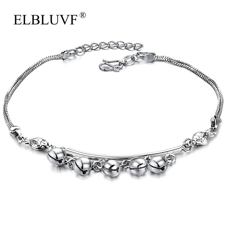 

ELBLUVF Free Shipping Copper Alloy Bell Shape Anklet Jewelry For Girls/Ladies/Women, Silver