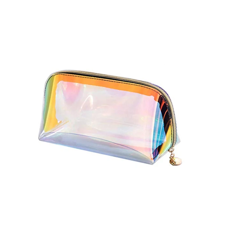 

Hot Sales TPU Holographic Clear Clutch Pouch Makeup Bag Women Hologram Transparent Small Waterproof Cosmetic Toiletry Bag, Rainbow