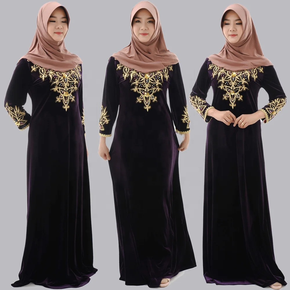 

Dubai New design Dress Party Abaya Winter Cloth Wholesale Islamic Clothing embroidered abaya, Red;light siam;navy blue;lake blue;black;green black