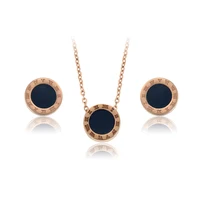 

S-432 round circle shaped rose gold plated stainless steel 2 piece jewelry set