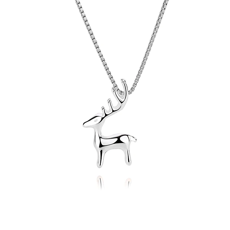 

Christmas gifts 925 silver necklace with deer pendant for kids