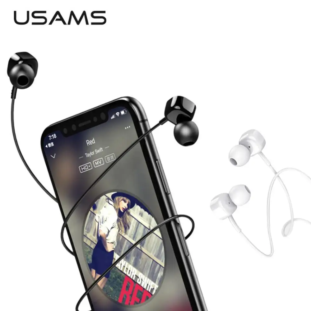 

USAMS In-ear Headphones Stereo MIC Headset 1.2M 3.5MM Earphone Wired Earbuds With Microphone Earphones