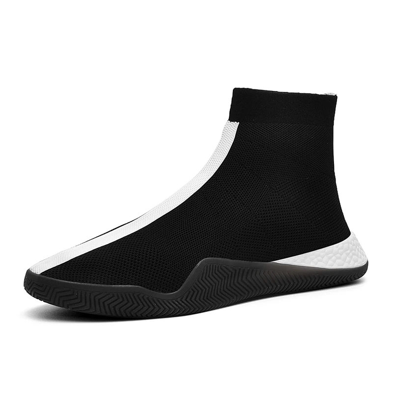 

YT Shoes Mens New Comfortable Fashion Sport High Top Sock Shoes Fashion Black Soft Running Sneakers, Picture