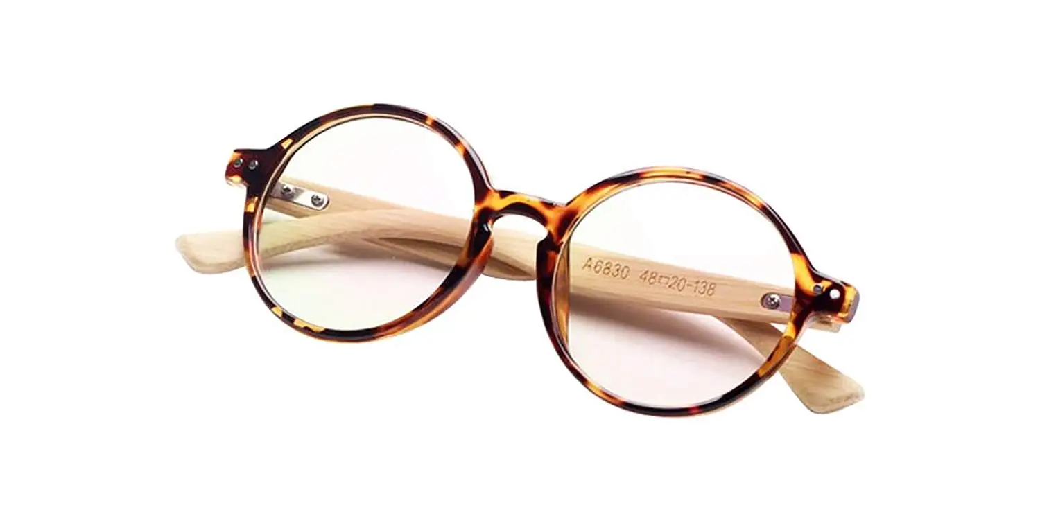 Tortoise Shell Handmade Bamboo Vintage Retro Round Tortoise Eyeglass Frames Spectacles Eyewear