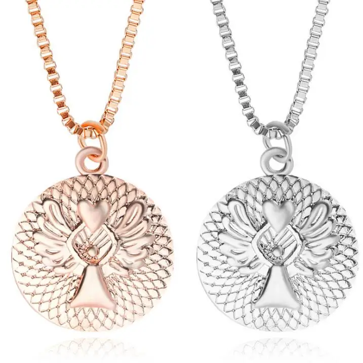 ZJ060 Huilin GUARDIAN ANGEL PROTECT ME WHEREVER I GO AND KEEP ME FROM HARM Double-faced Necklace