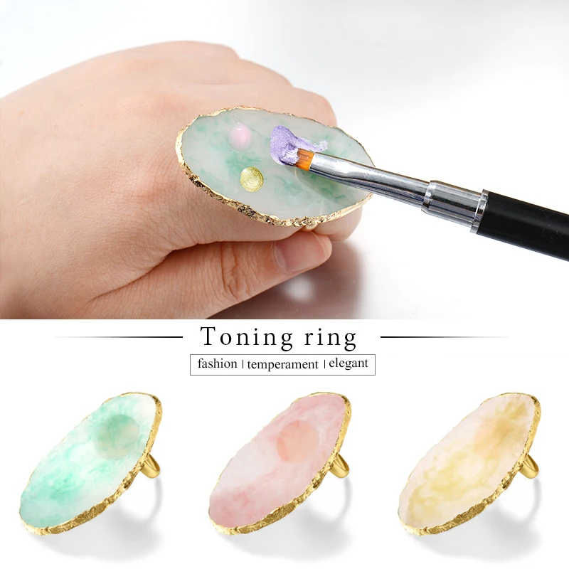 

1 Pc Color Nail Art Ring Pinky Finger Resin Nail Art Palette UV Gel Polish Mixing DIY Tool, 6 colors for chosen