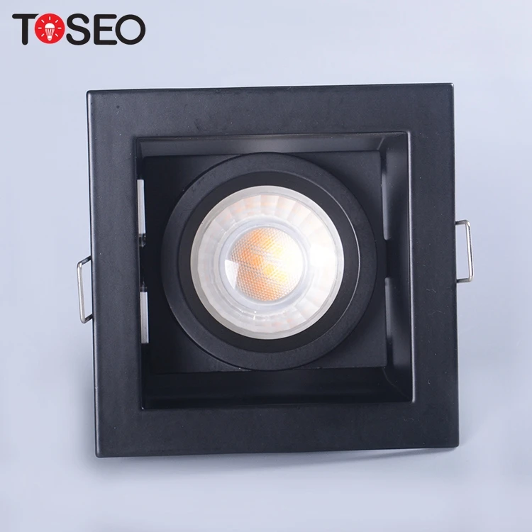 Adjustable gimbal recessing mr16 gu10 anti glare square fixtures led downlight