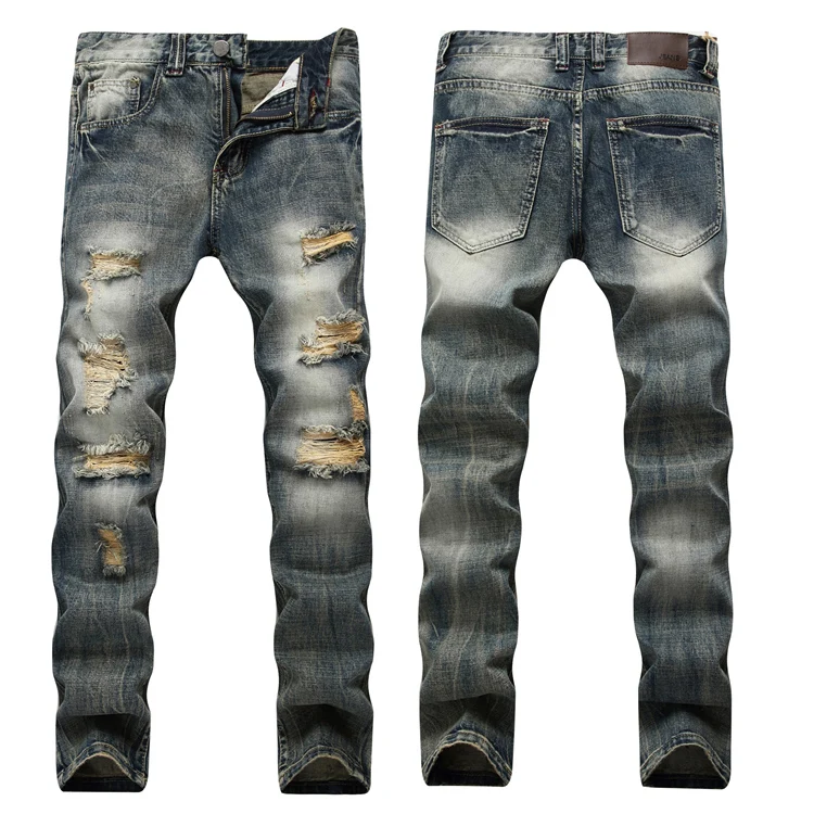 

new 2019 fashion men business unique jeans skinny straight, Picture