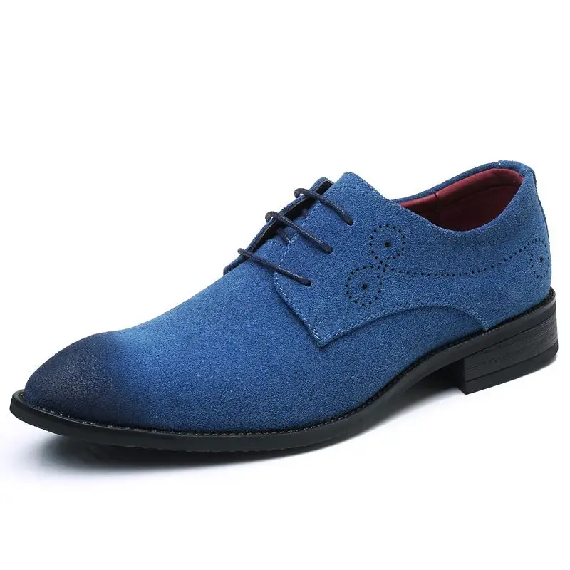 

Popular Style 4 Different Color Large Size 48 Customized Brand Logo Casual Suede Leather Autumn Dress Shoes, Red,blue,gery,black