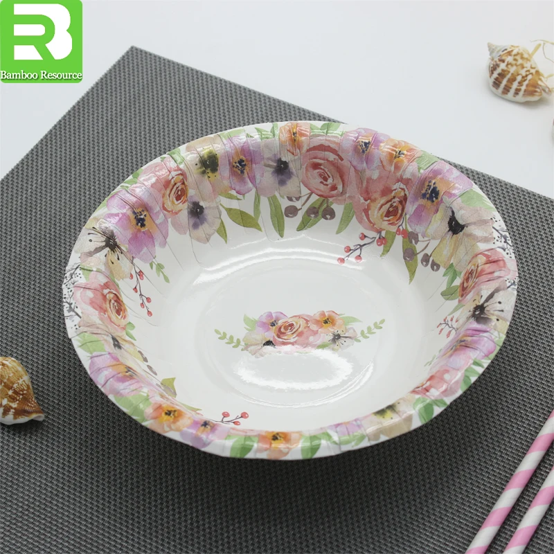 
Disposable printed take away paper salad bowl 