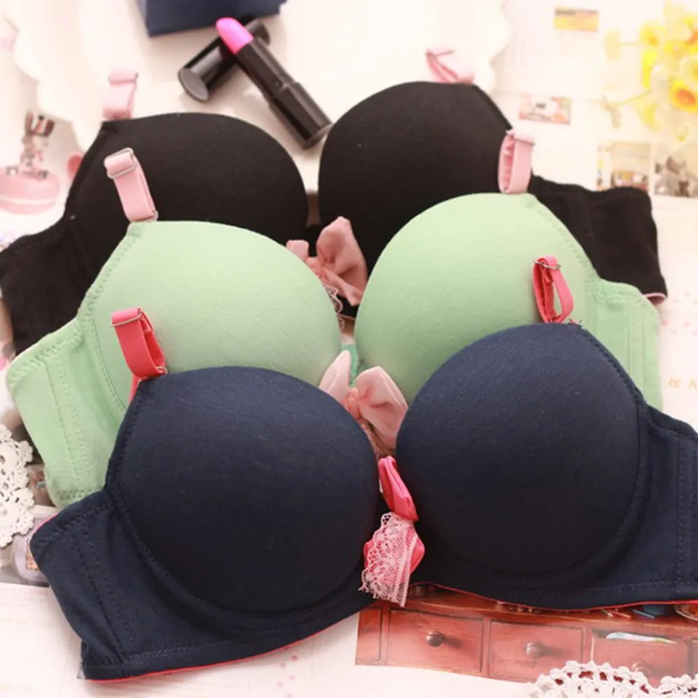 Custom Fashion Design Cute Girls Plain Underwear Cotton Bra And Panties