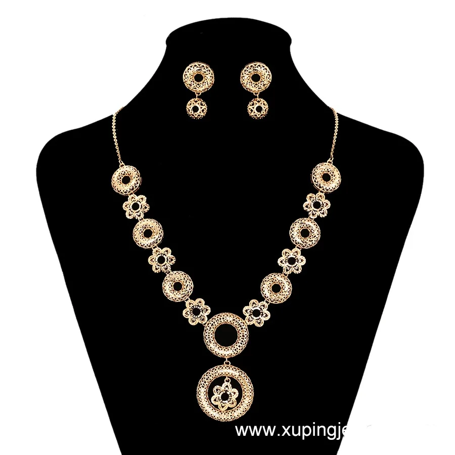

65169 xuping 18k gold plated jewelry set with necklace and earrings two pieces