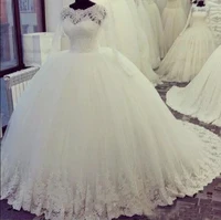 

Hot sale luxury Customized heavy beaded long sleeve puffy ball gown muslim Wedding dress bridal gown MWB30