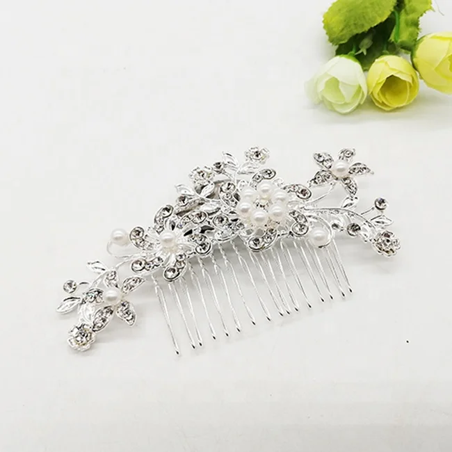 

Wholesale Fashion Wedding Jewelry Rhinestone Pearl Bridal Hair Comb for Bridal Accessories