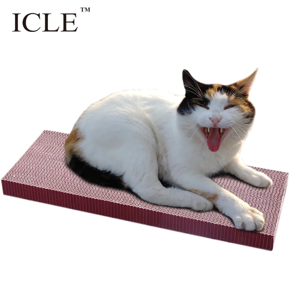

icLe-Manufacture Japan New Design Colour Crimp Paper Sofa Corrugated Cardboard Cat Scratchers Board IC-0103-flat, Red