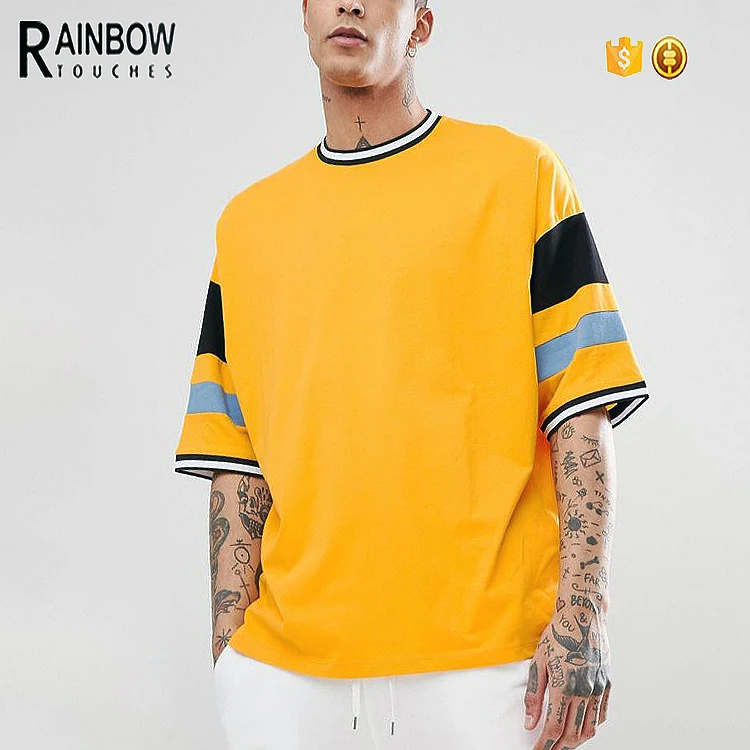

Oversized Fit Color Block T Shirt Men, Yellow or custom
