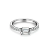 2 Prongs Simple Solitaire Designs 4*6mm 0.4 Carat Emerald white Moissanite Stone 18k White Gold Engagement Ring For Woman