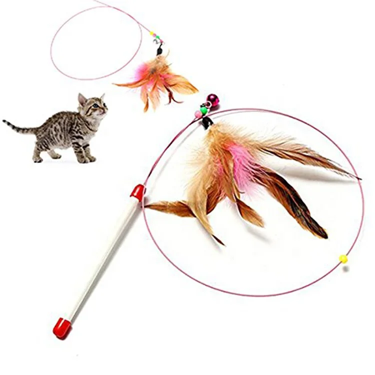 
Teaser Wire Wand With Bell Beads for Cat Exercise Play Toy Cat Exercise Toy 