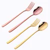 Gold spoons and forks French Tableware stainless steel Titanium fork spoon Best gift for Wedding 18/10 metal Eco friendly