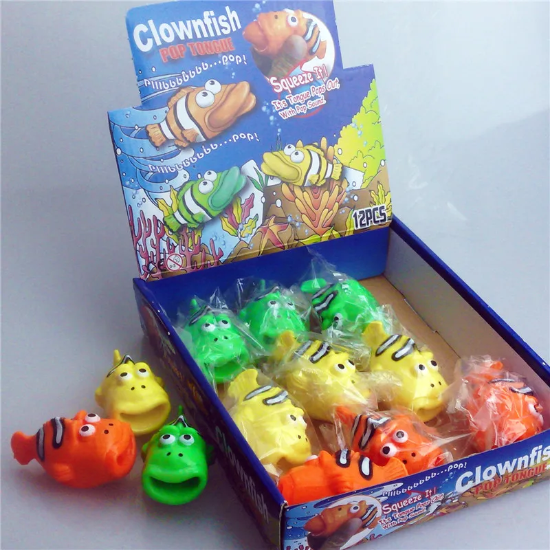 Squeeze Tongue Popper Clownfish Toys Cartoon Animal Popper Plastic Toys ...