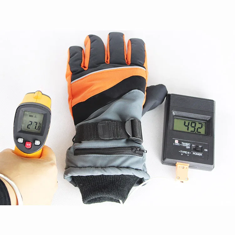 

Warmspace finger heating rechargeable battery heated gloves for ski, Blue & orange