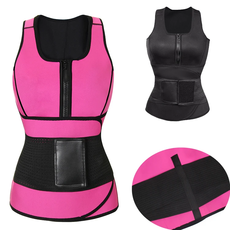 

Wholesale Sauna Vest Body Slimming Shapewear Workout Neoprene Body Shaper With Belt, Black;nude;blue;pink;customized.