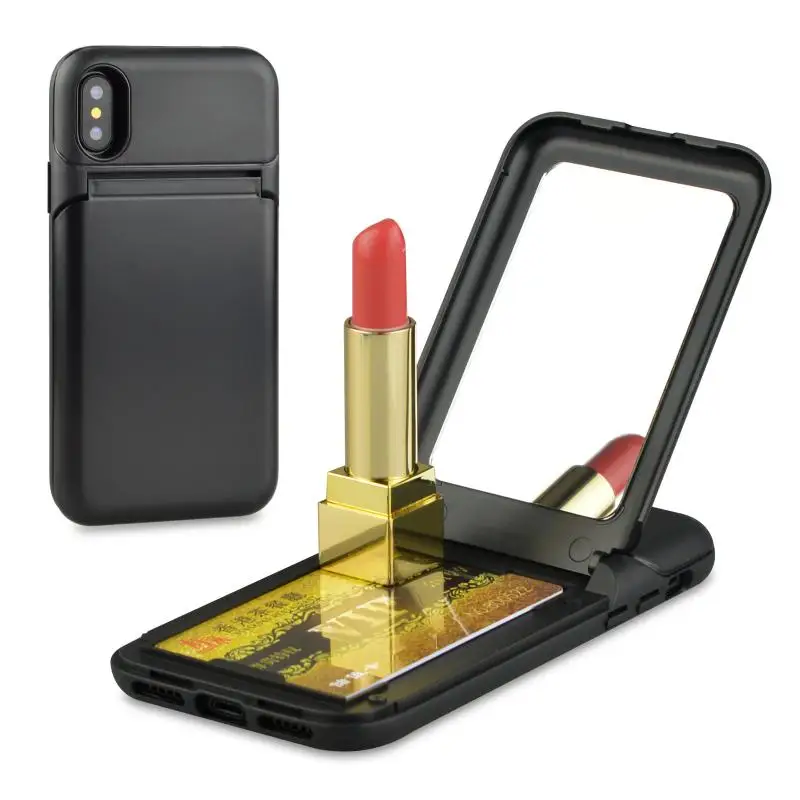 

card slot mirror PC and TPU 2in1mobile phone case for iphone X case, Black;pink;rose gold;white;gold