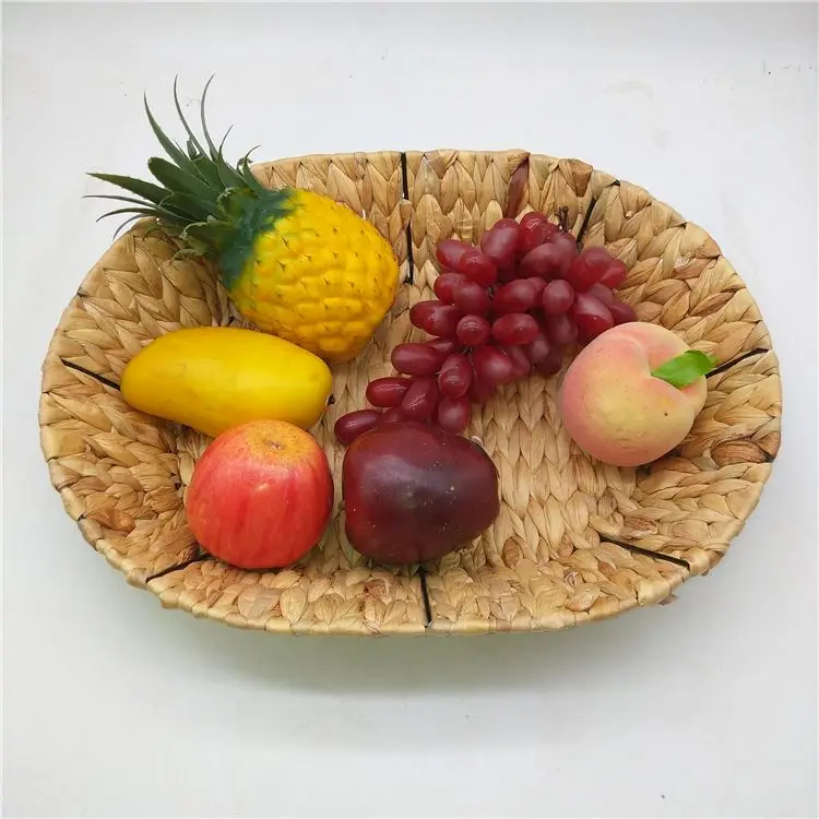 

Hand weave seagrass fruit basket tray, Beige, coffee