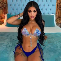 

SHB1086 Hot Sale Women Sexy Bikini 2019 Diamonds Swimwear Two-Piece Women