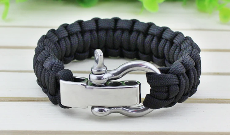 Stainless Steel Adjustable Mini Paracord Bracelet Bow Shackle