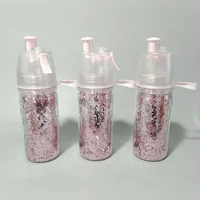 

Plastic Double Wall Insulated Water Bottle Glitter Misting Water Bottle with Spray Mist for Outdoor Sport and Cooling Down