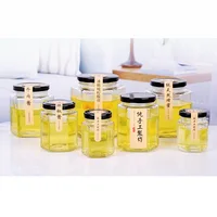 

Certified Clear Cheap square customized honey jars glass unique for jam / decorative honey jars