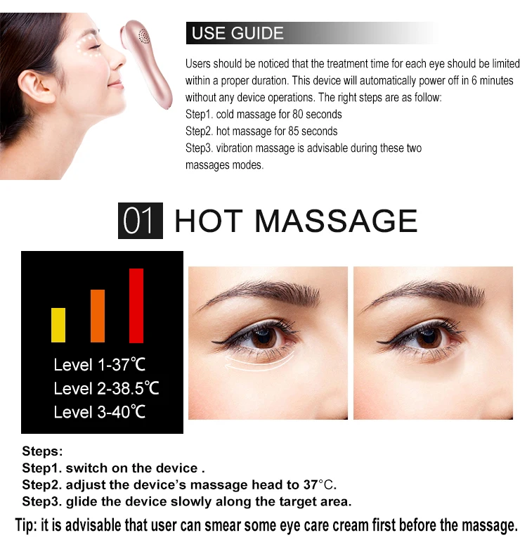 Hot sale new design manual vibration eye massager anion ice and warm eye care device