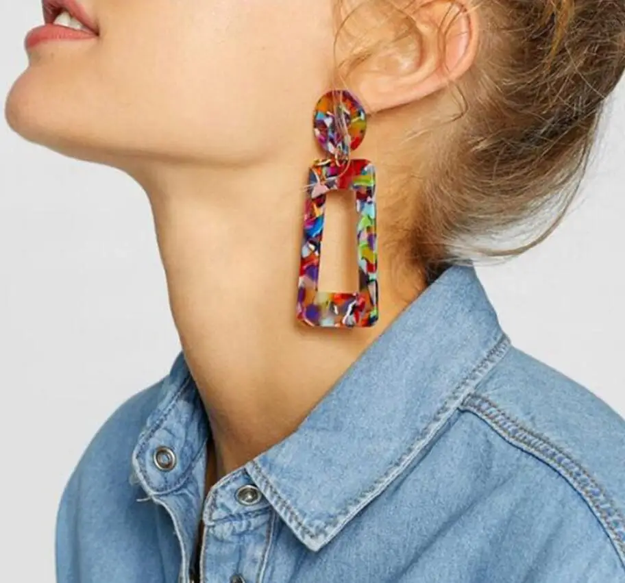 

Vershal Resin Women Acrylic Acetate Drop Fashion Statement Earrings Jewelry