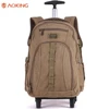 Super durable rugged backpack retro canvas trolley backpack with wheels