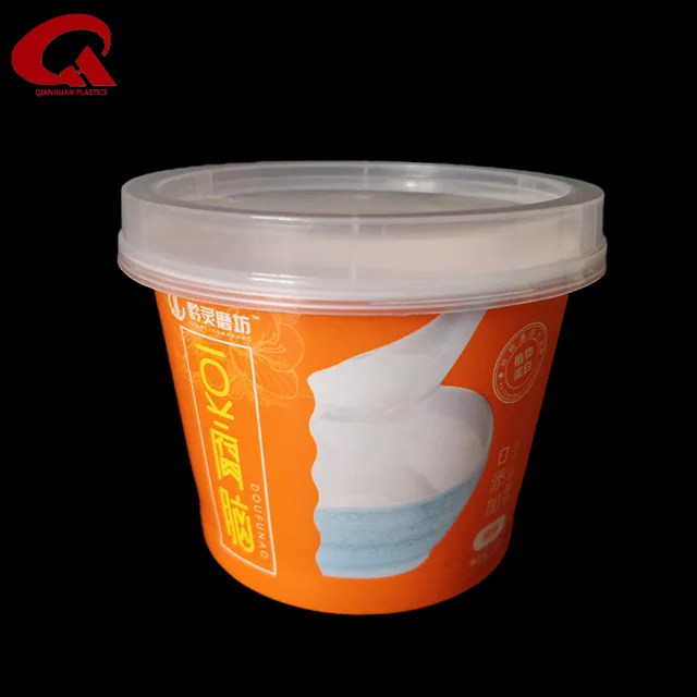 
7oz/200ml ice cream plastic cup with flat lids and spoon iml pp smaller container 