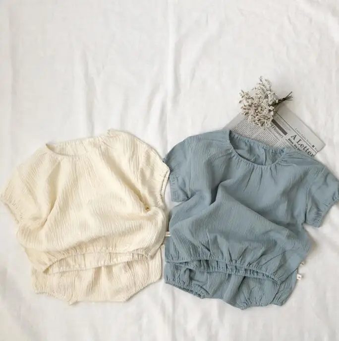 New Arrival Kids Wear Baby Linen Infant Short Sleeve Baby Clothes Sets