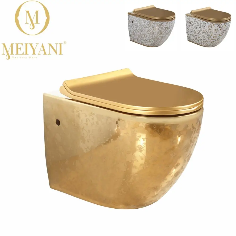 MEIYANI LUXUS BAD PLATTE GOLD SITZ ABDECKUNG WASHDOWN RANDLOSE GOLDENE WAND HING WC