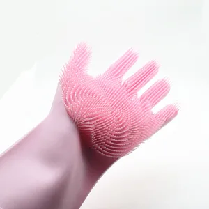 Image of Food Grade Silicone kitchen cleaning hand gloves for washing dishes best rubber gloves