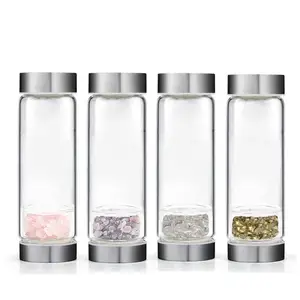 Image of Natrual Quartz Crystal Water Bottles Beads Purification Glass Bottle