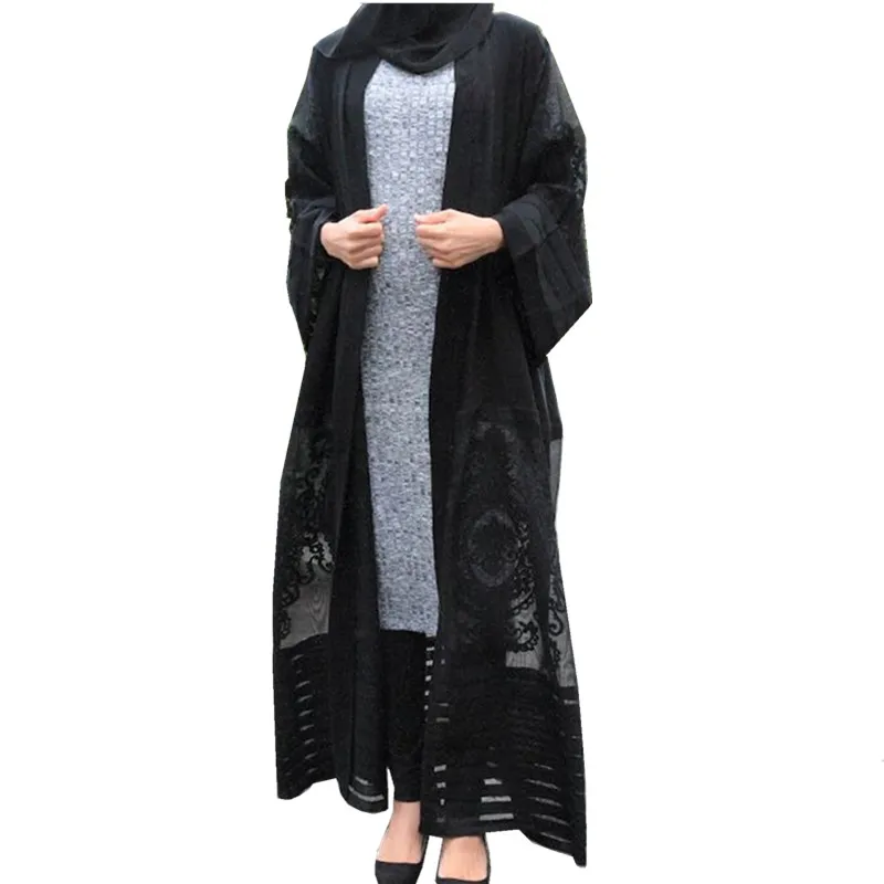 

2019 New Embroidery Lace New Dubai Fashion Abaya, Black;navy;rose pink;gray