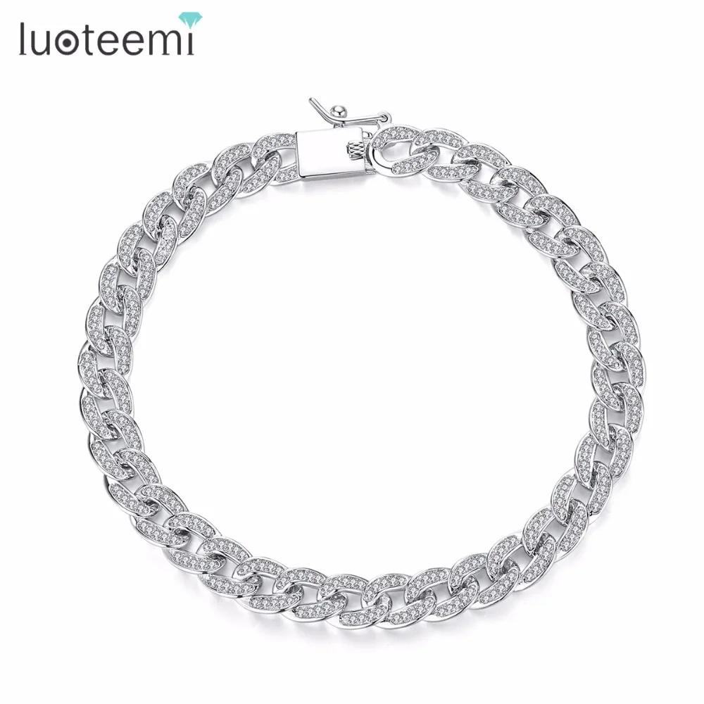 

LUOTEEMI Simple Cheap Character Buckle Chain AAA Cubic Zircon Bracelets With Bling Bling Mini Crystal Stone For Women Party, N/a