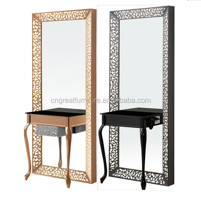 Beauty Furniture Salon Equipment Mirror Station Double Sided Hair Styling Station For Sale