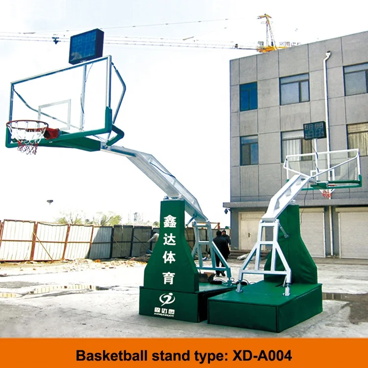 
Height-adjustable Portable Heavy-duty Foldable Manual Hydraulic Basketball Hoop Stand System for Outdoor Usage 